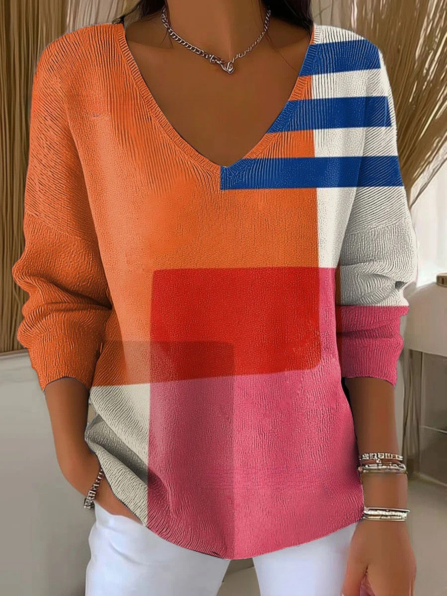 ANAIS - Sweter dzianinowy z dekoltem w serek