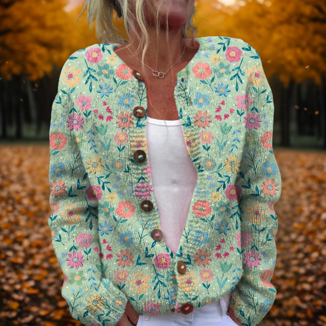 Alicja - Vintage Sweter z Kwiatowym Wzorem