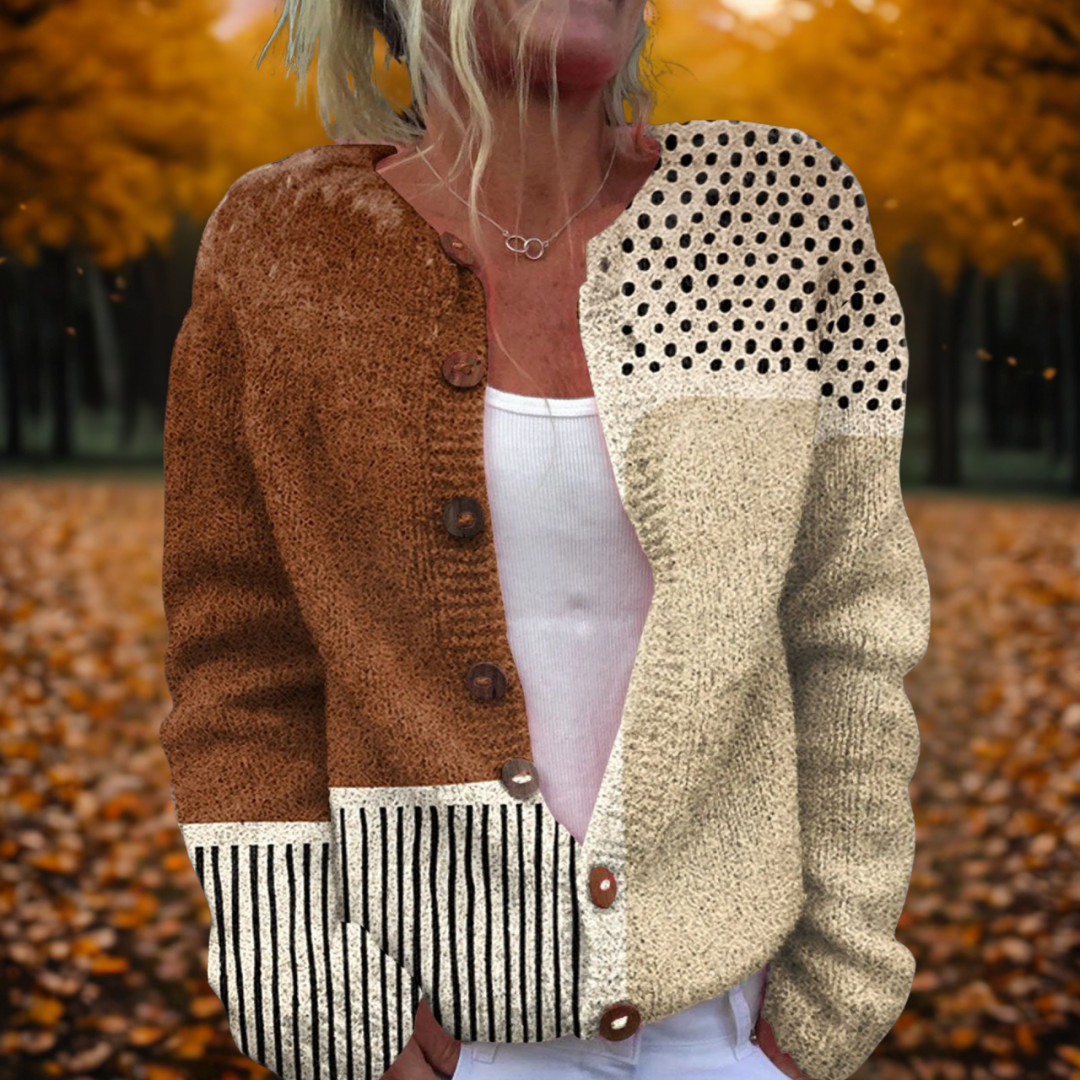Zofia - Vintage Sweter Dzianinowy z Wzorem w Kropki