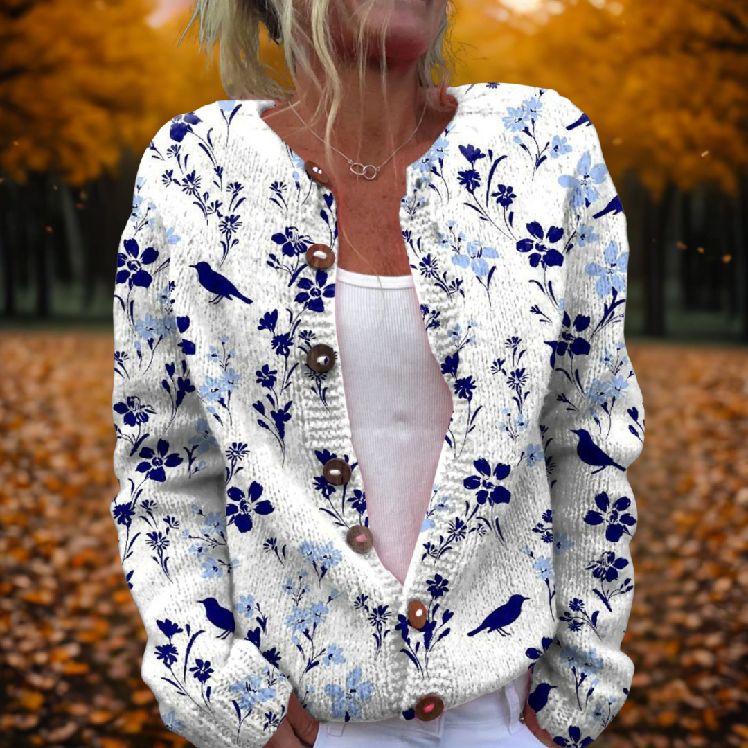 Henryka - Vintage Sweter z Kwiatowym Wzorem