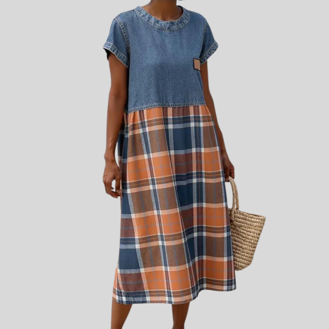 NATALIA - CASUALOWA SUKIENKA JEANSOWA Patchwork