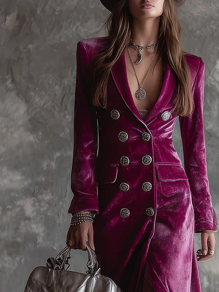 Vera - Welurowa Sukienka Blazer Maxi